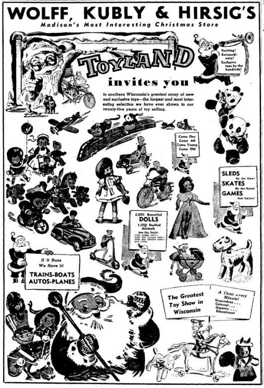 Wisconsin State Journal toy ads: 1940s